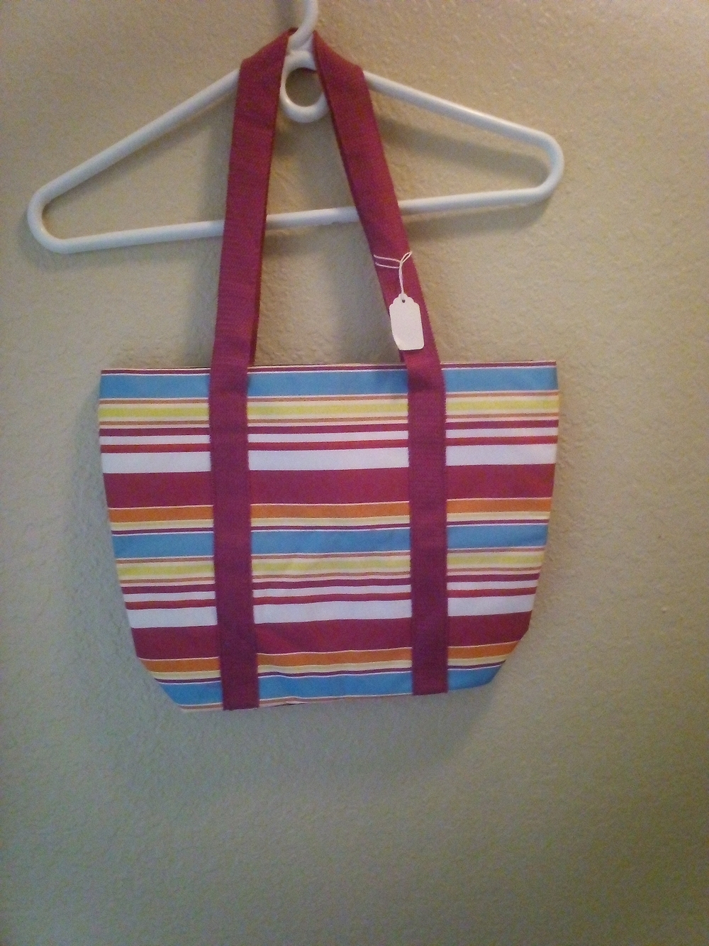 Striped Canvas Tote Bag in Pink and Multicolor